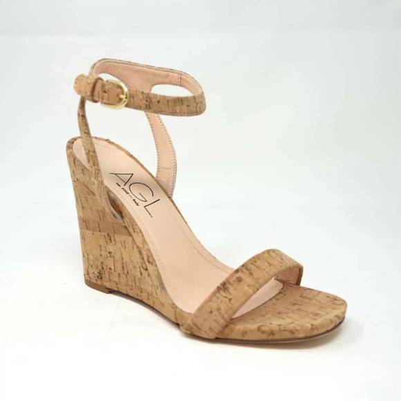 NEW AGL women's cork wedge sandal in natural - Picture 2 of 3